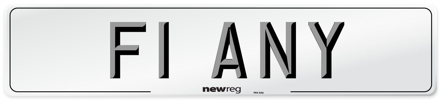 F1 ANY Number Plate from New Reg